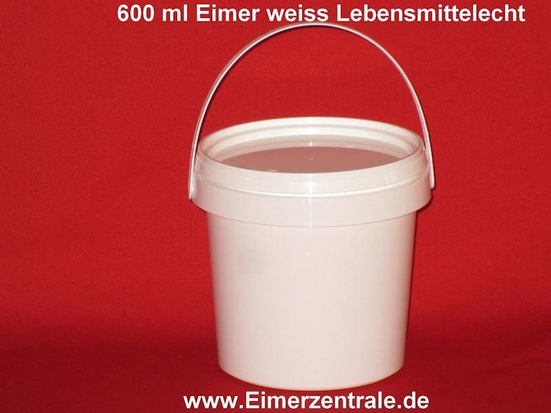 0,6 Liter - 600 Ml Eimer Weiss Mit Deckel
