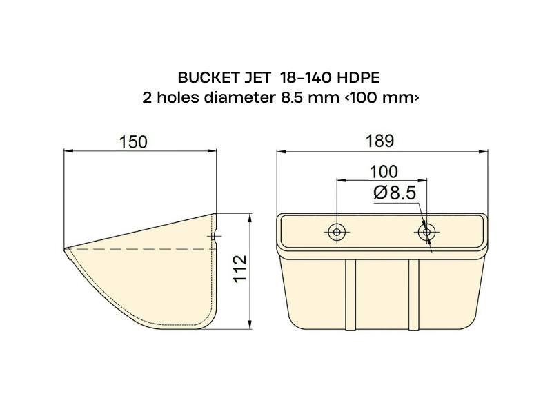 Jet String Bucket Buy JET 18-140 Elevator Bucket for Cocoa Powder Handling – Polymer HDPE ...
