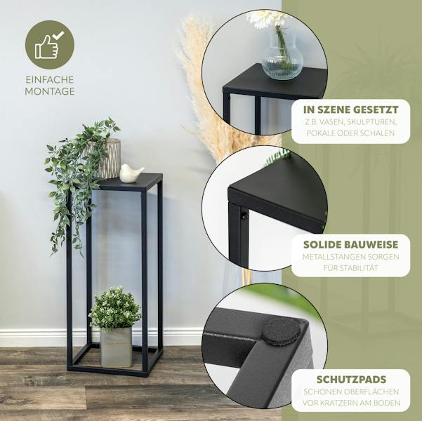 Bremermann Blumenhocker Metall in Schwarz 26x26x60,5 cm