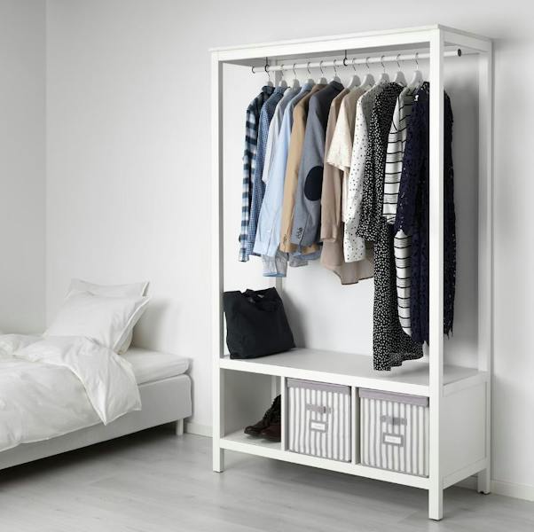 HEMNES Kleiderschrank, offen, weiß las