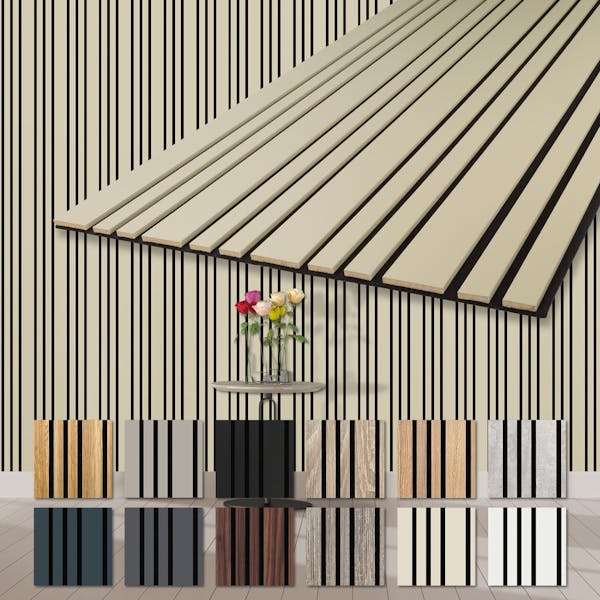 HEXIM Akustikpaneele Mila 278x60cm MDF Holz flexible Wandpaneele Ko ...