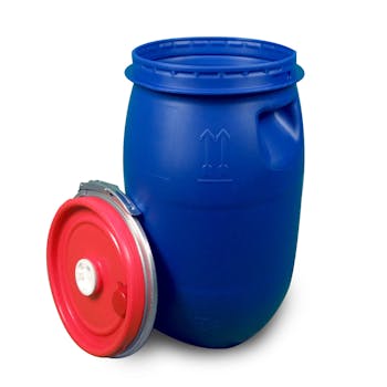 120 L Weithalsfass Kunststoffdeckelfass mit Spannring, Blau, UN Zulassung .d 120 L Weithalsfass Kunststoffdeckelfass mit Spannring, Blau, UN Zulassung .d