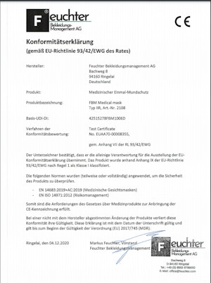 feuchter_bekleidungsmanagement_ag_firmenpräsentation_8_Konformitätserklärung Einmal-Mundschutz
