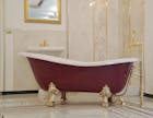 freistehende Badewanne rubinrot gold 